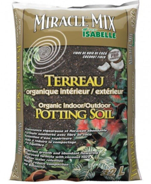 Terreau organique avec fibre de coco intérieur/extérieur Miracle Mix - 32 L