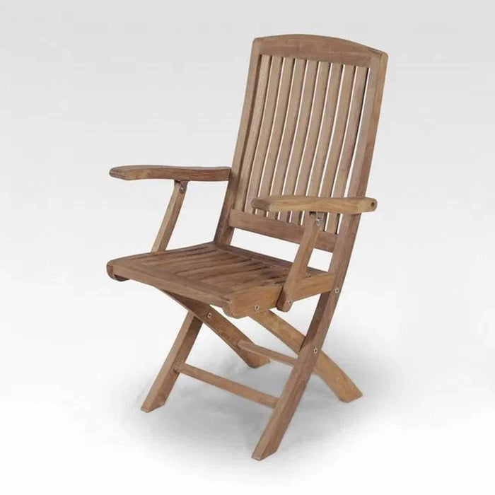 Chaise de patio en teck avec bras - Style Leo
