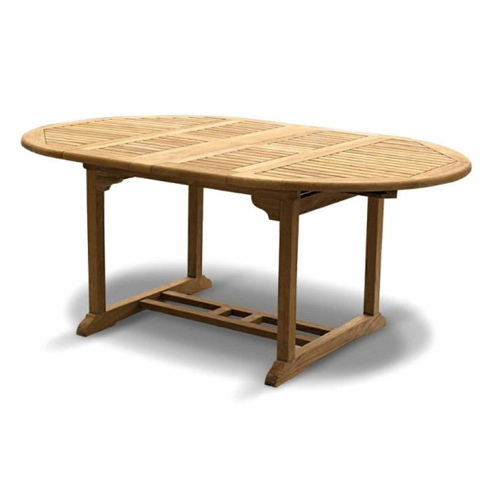 Table de patio en teck grand format avec extension