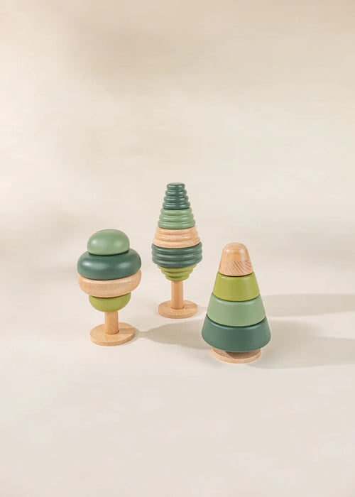 Ensemble de 3 arbres empilables en bois
