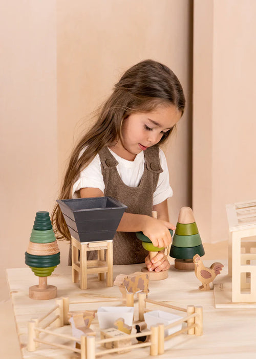 Ensemble de 3 arbres empilables en bois