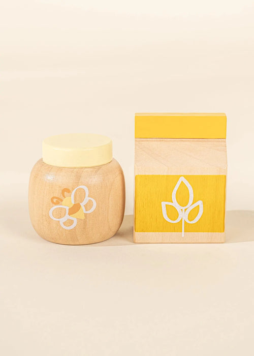 Ensemble d'articles d'épicerie en bois - Aliments secs - Non disponible