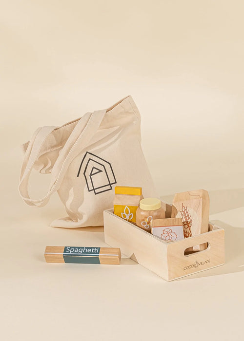 Ensemble d'articles d'épicerie en bois - Aliments secs - Non disponible