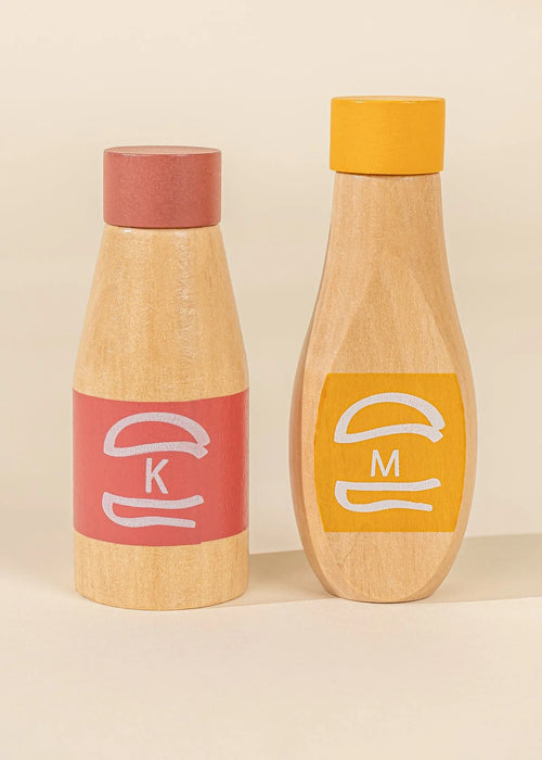 Ensemble d'articles d'épicerie en bois - Condiments