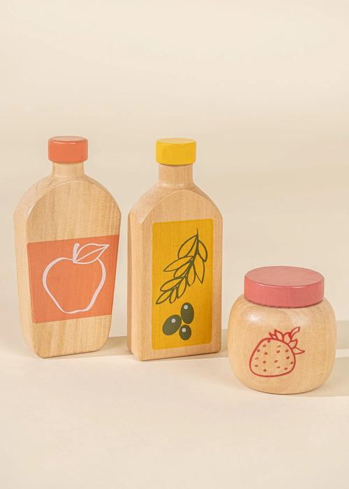 Ensemble d'articles d'épicerie en bois - Condiments